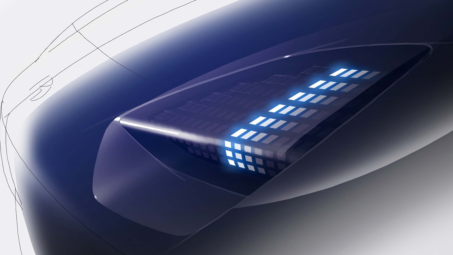 Skitse af matrix LED-forlygter på Hyundai Prophecy konceptbil