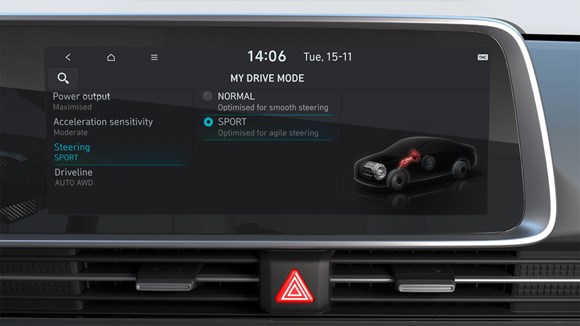 Hyundai IONIQ 6 digital instrumentering med mulighed for valg af rattets sensitivitet